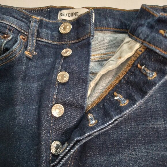 Re / Done Originals Sz 26 'Ultra High Rise Ankle Crop' Dark Wash - Picture 9 of 11
